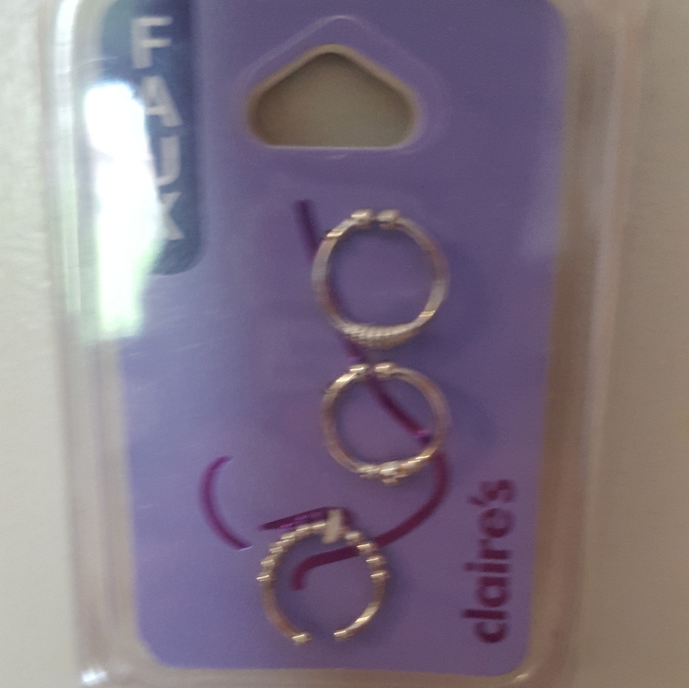 Faux Claire's Silver Tone Hoop Earrings Trio